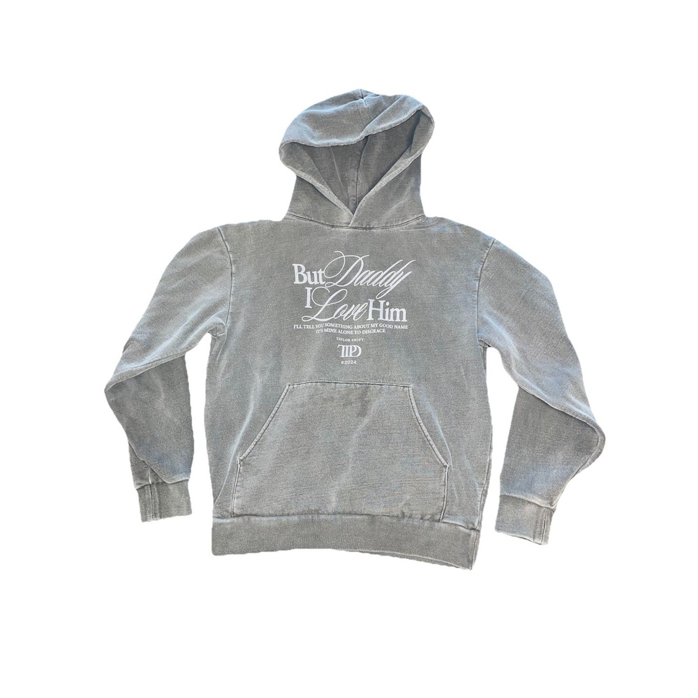 Taylor Swift "But Daddy I Love Him" Graphic Print TTPD Dark Grey Hoodie Size XS